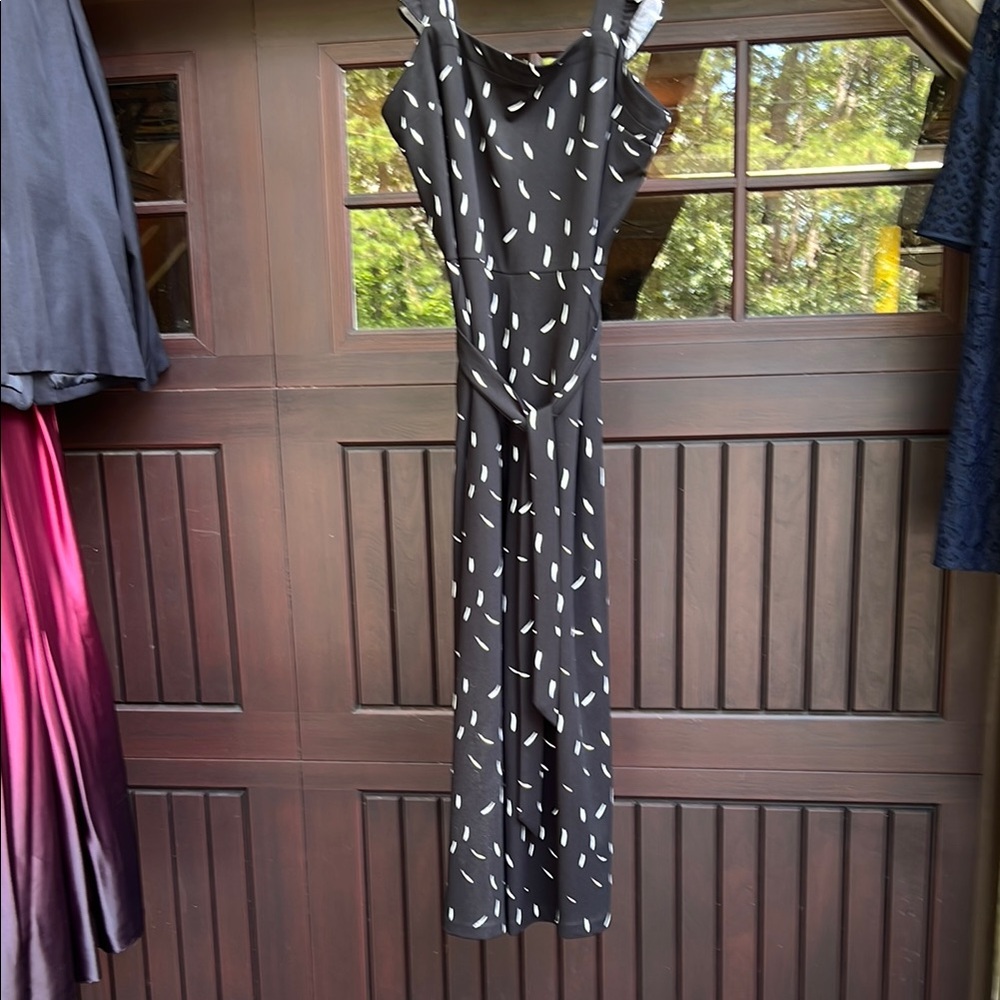 Ann Taylor Black and White Patterned Jumpsuit